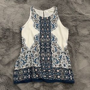 Max Studio Blue and White Floral Design Blouse